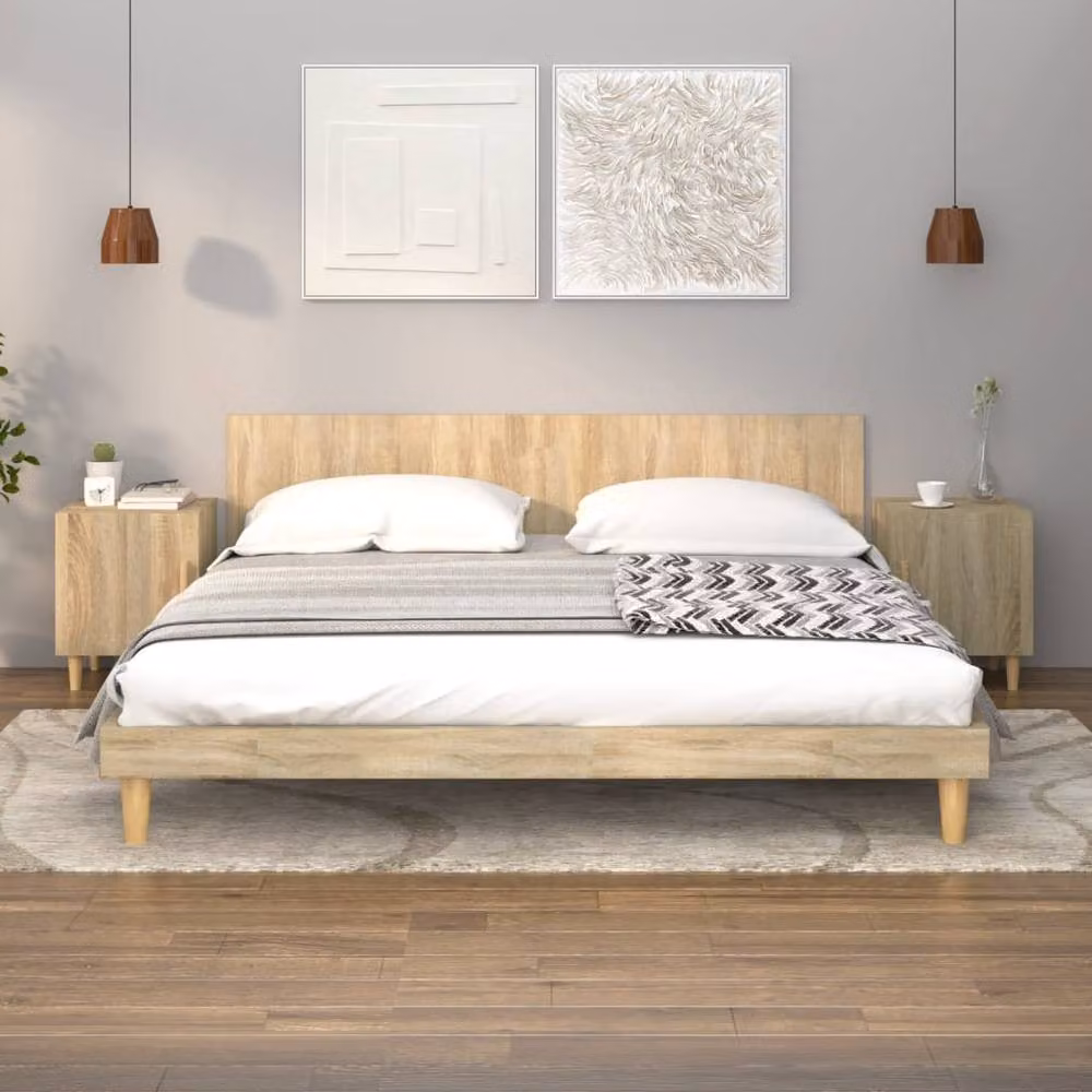 Berkfield Home Set of 2 Bedside Cabinets in Sonoma Oak Light Oak Finish – 2