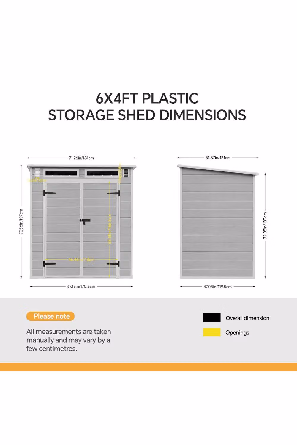Living and Home Grey Pent Roof Outdoor Garden Tool Storage Shed with Double Doors – 4