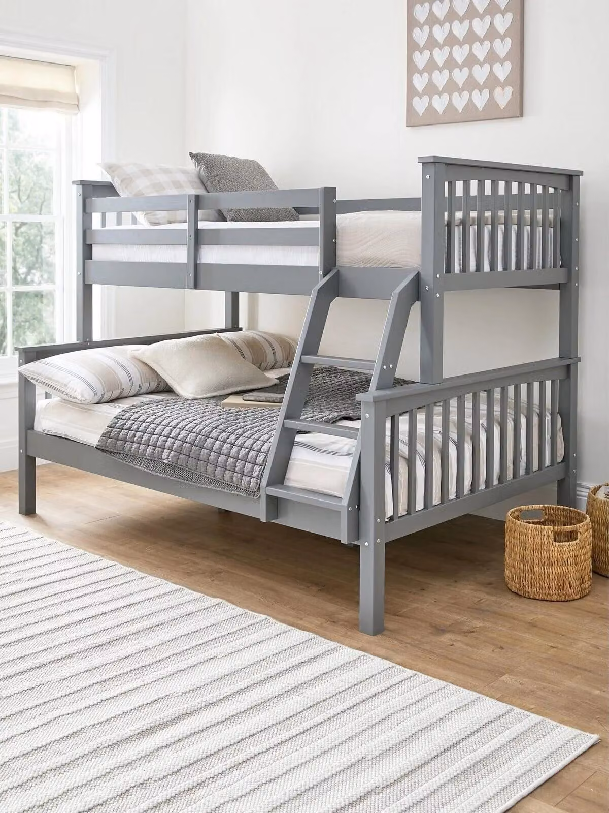 Novara Detachable Trio Bunk Bed in Grey by Cheap Furniture Warehouse