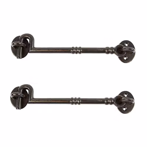 Hammer and Tongs Ornate Iron Cabin Hook and Eye, Matt Black, Pack of 2, W: 22.5 cm – 2