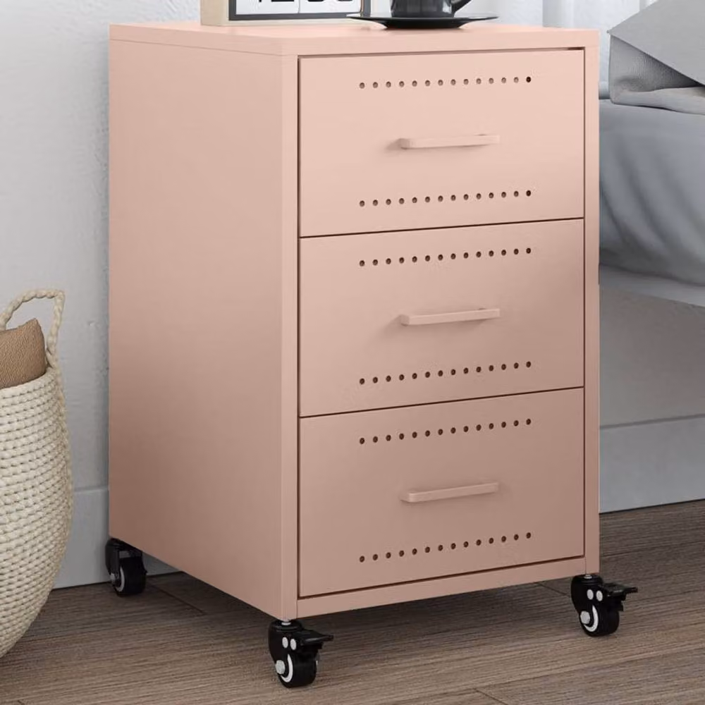 Berkfield Home Pink Metal Bedside Cabinet W/D/H: 36 x 39 x 59 cm – 2