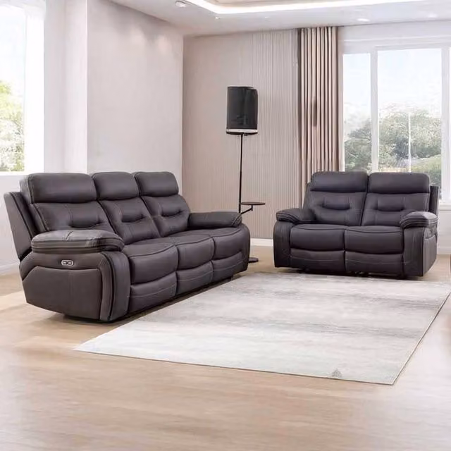 Furnishings For Less UK Renzo Grey Electric Recliner Sofa Suite with 3 Seater and 2 Seater and USB Charging