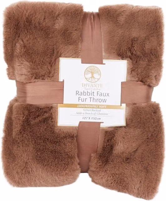 Divante Brown Faux Fur Throw 127 x 127 cm
