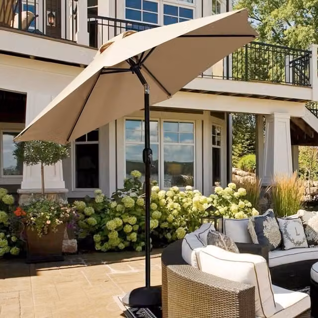 Yaheetech 2.3m Patio Umbrella with 6 Ribs in Tan Polyester and Metal