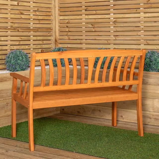Samuel Alexander Kapalua 2 Seater Outdoor Wooden Garden Bench in Brown
