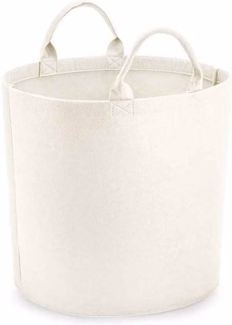 Bagbase Felt Laundry Basket with Handles in White, W 40 cm x D 40 cm