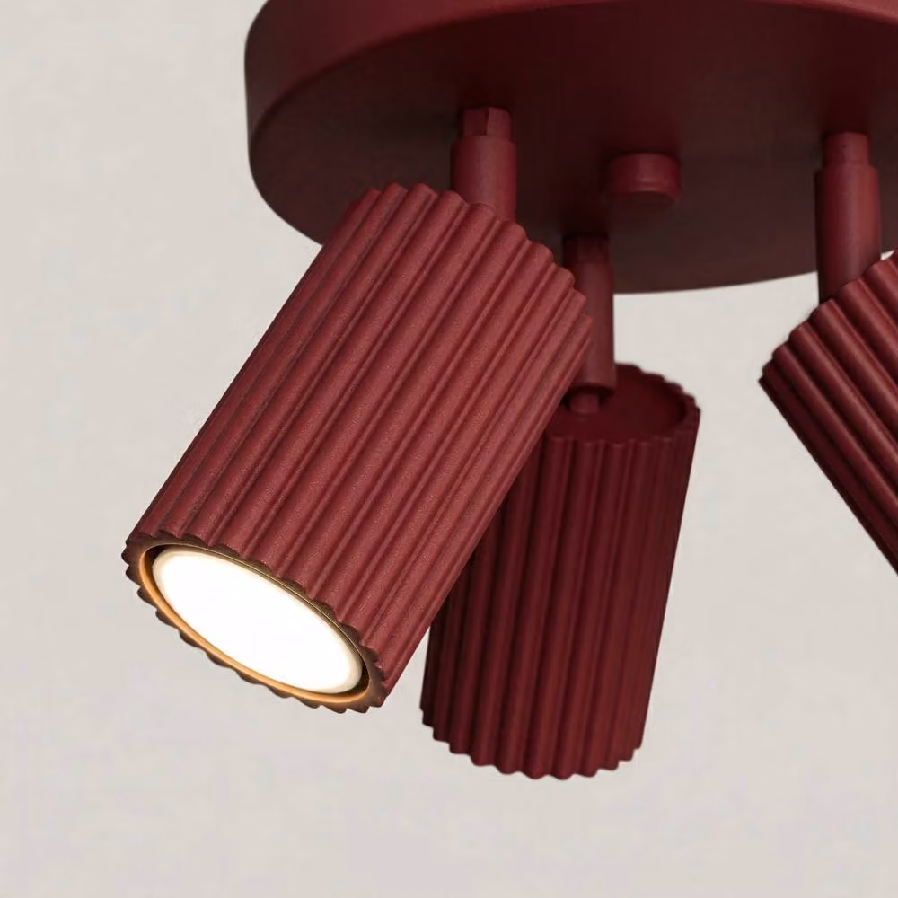 Sollux Lighting minimalist 3-light cylinder ceiling lamp in red, W/D/H: 18 x 19.5 x 19.5 cm – 4
