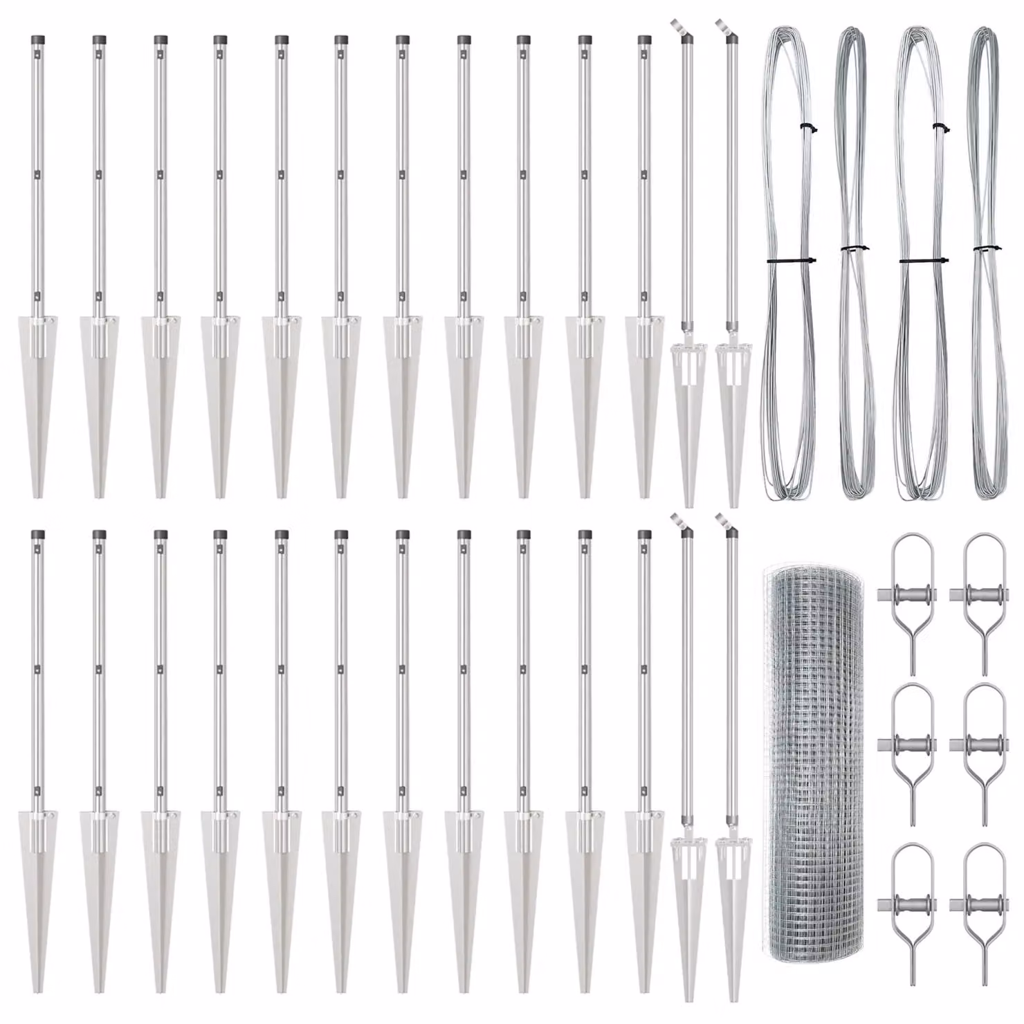 Berkfield Home Galvanised Steel Welded Wire Fence with 13 Spike Posts in Silver, 0.8 x 50 m – 2