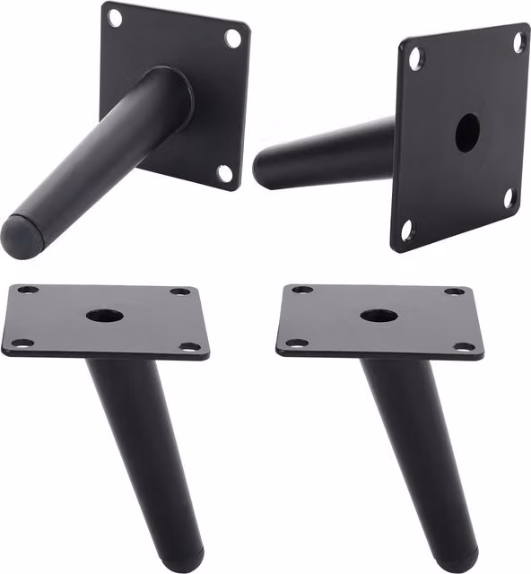 Livingandhome Modern Tapered Metal Furniture Replacement Legs in Matt Black, Height: 12 cm