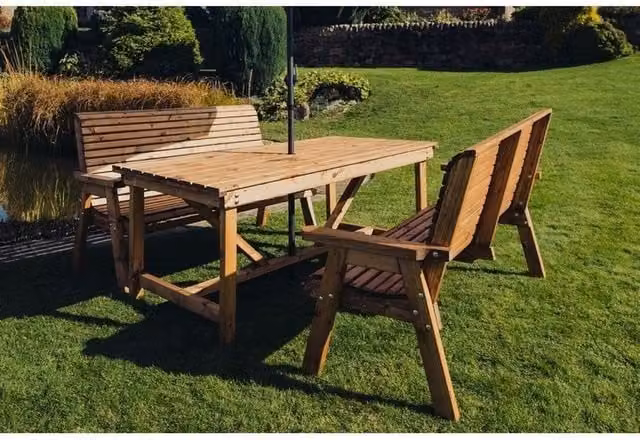 Churnet Valley Garden Furniture Ltd Valley Table Set with Cushions in Brown – 1