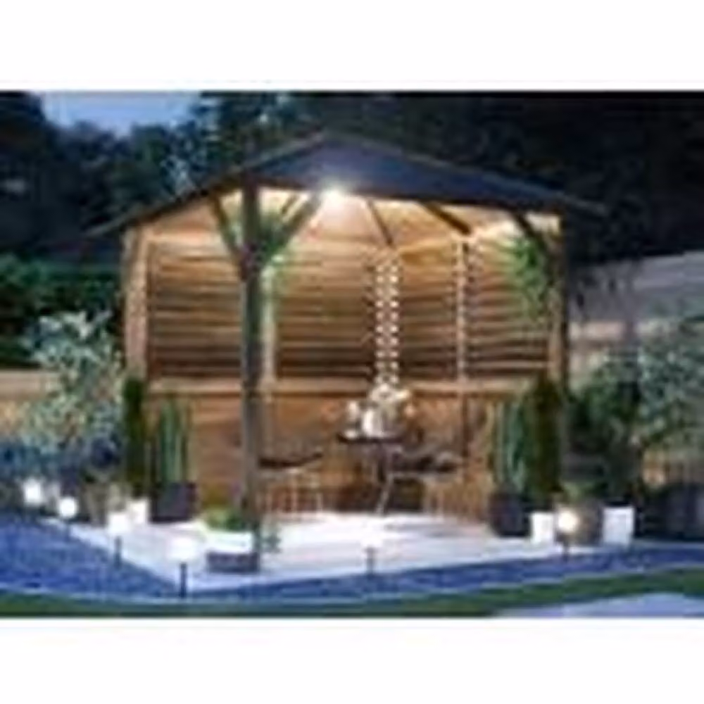 Dunster House Utopia 200 Wooden Gazebo with Louvre Wall and Bitumen Shingles in Brown – 2