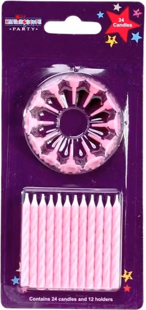 KDMD Pink Taper and Pillar Candles with 12 Holders, 18 Pack