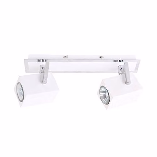 Netlighting Modern 2-Light Adjustable Surface Spotlights in Chrome with White Ceramic Shades, GU10