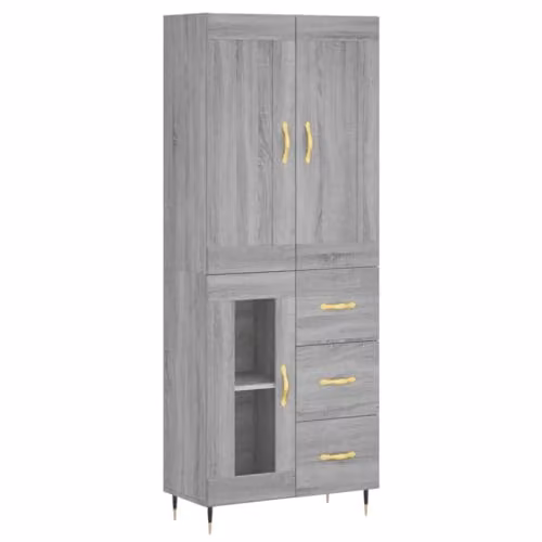 vidaXL Modern Grey Highboard W: 69.5 cm, D: 34 cm, H: 180 cm – 1
