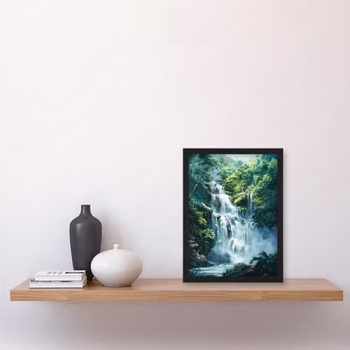 Artery8 Jungle Waterfall Amazon Rainforest Landscape Framed Wall Art Print, W: 21.0 cm, H: 29.7 cm – 4