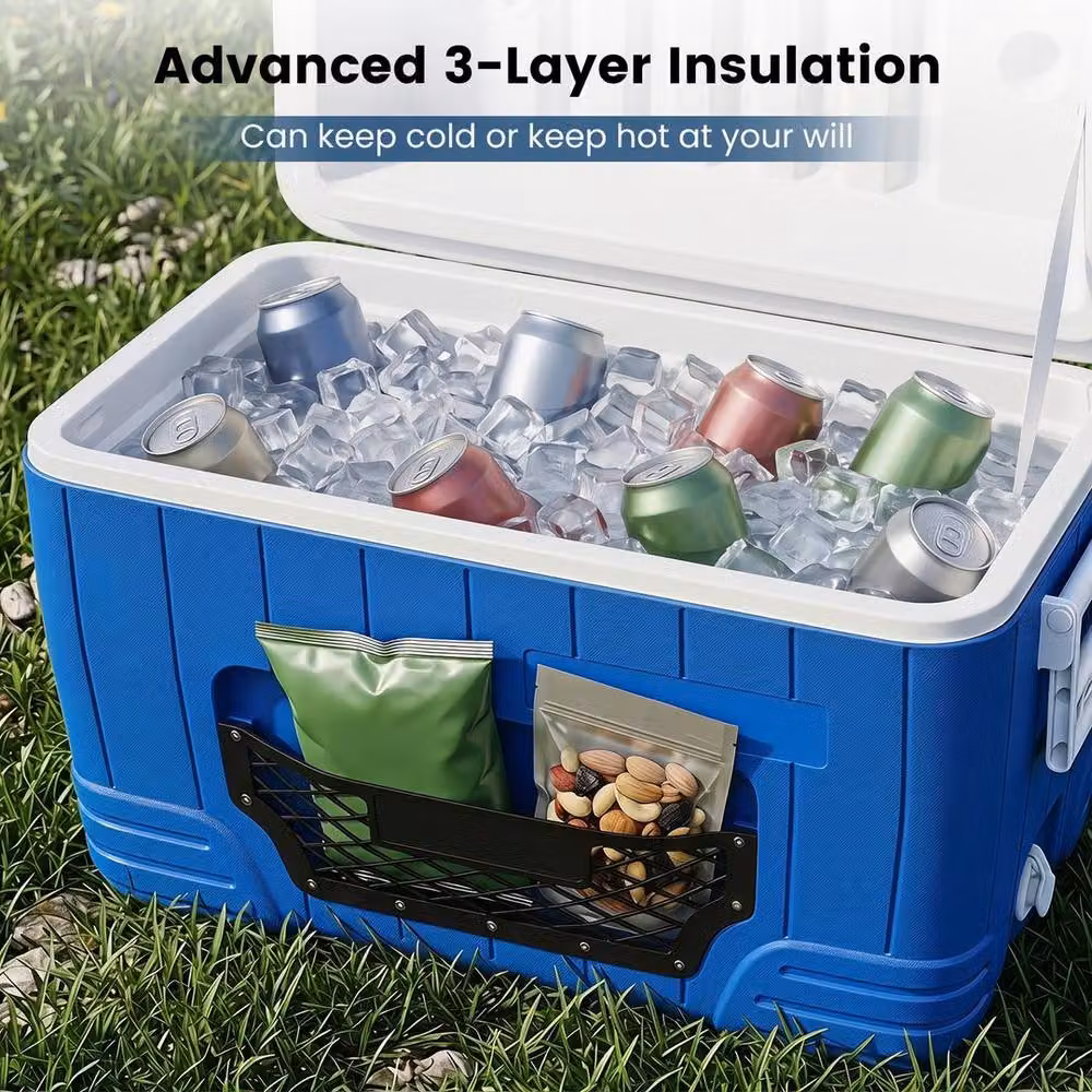 EONLION Blue 45L Insulated Portable Hard Shell Cooler Ice Chest Dry Box – 4