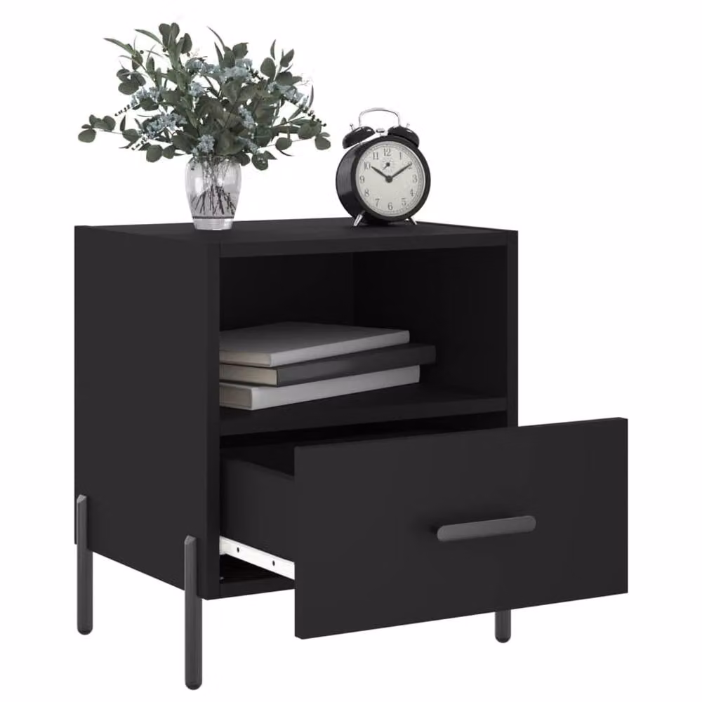 Berkfield Home Set of 2 Modern Black Bedside Cabinets, W/D/H: 40 x 35 x 47.5 cm – 3