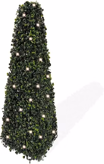 Best Artificial Green Pre-Lit Pyramid Obelisk Boxwood Topiary Tree