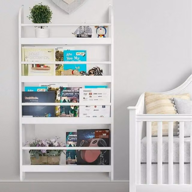 Gr8 Home Wall Mounted Childrens Bookcase Display Bookshelf Storage Unit in White