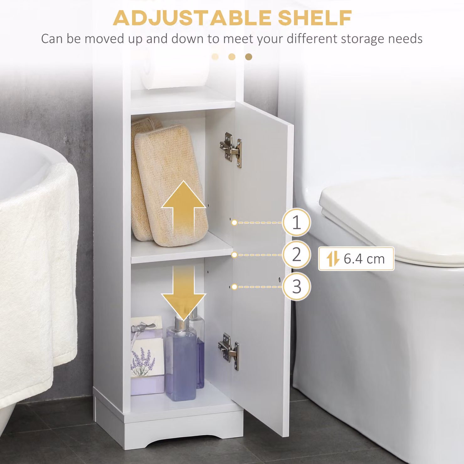 kleankin Multi-Storage Narrow Bathroom Cabinet in White – 3