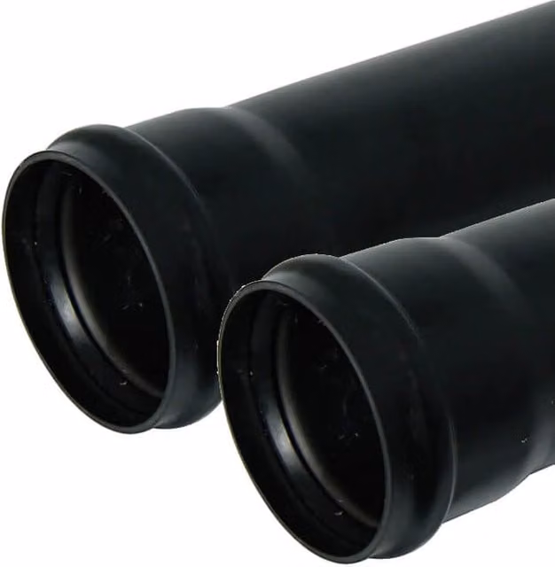FloPlast Black Plastic Ring Seal Soil Pipe Single Socket, 110mm, Pack of 2