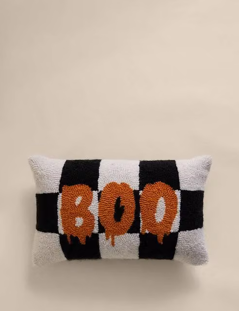 M&S Halloween Boo Slogan Rectangular Cushion in Multicolour