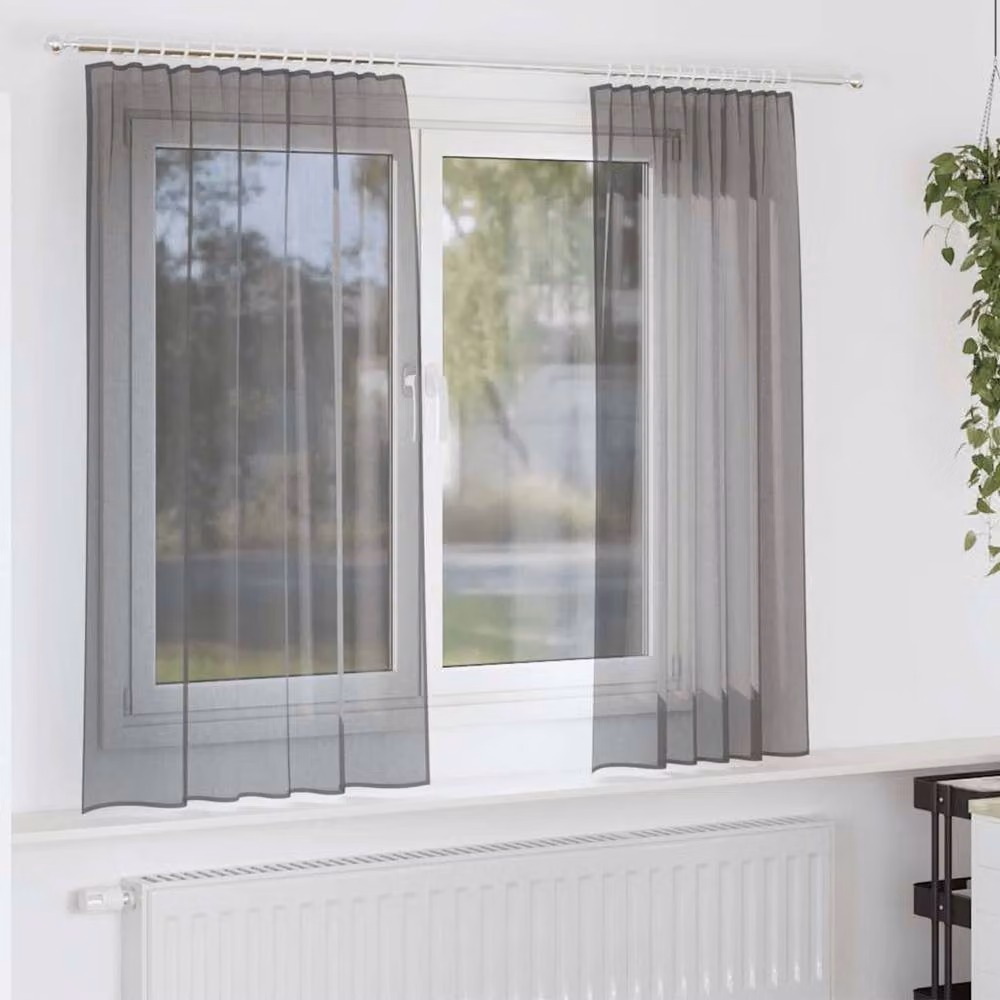 Berkfield Home Dark Grey Voile Fabric Panel Curtains with Rod Pockets, 2 Pack – 2