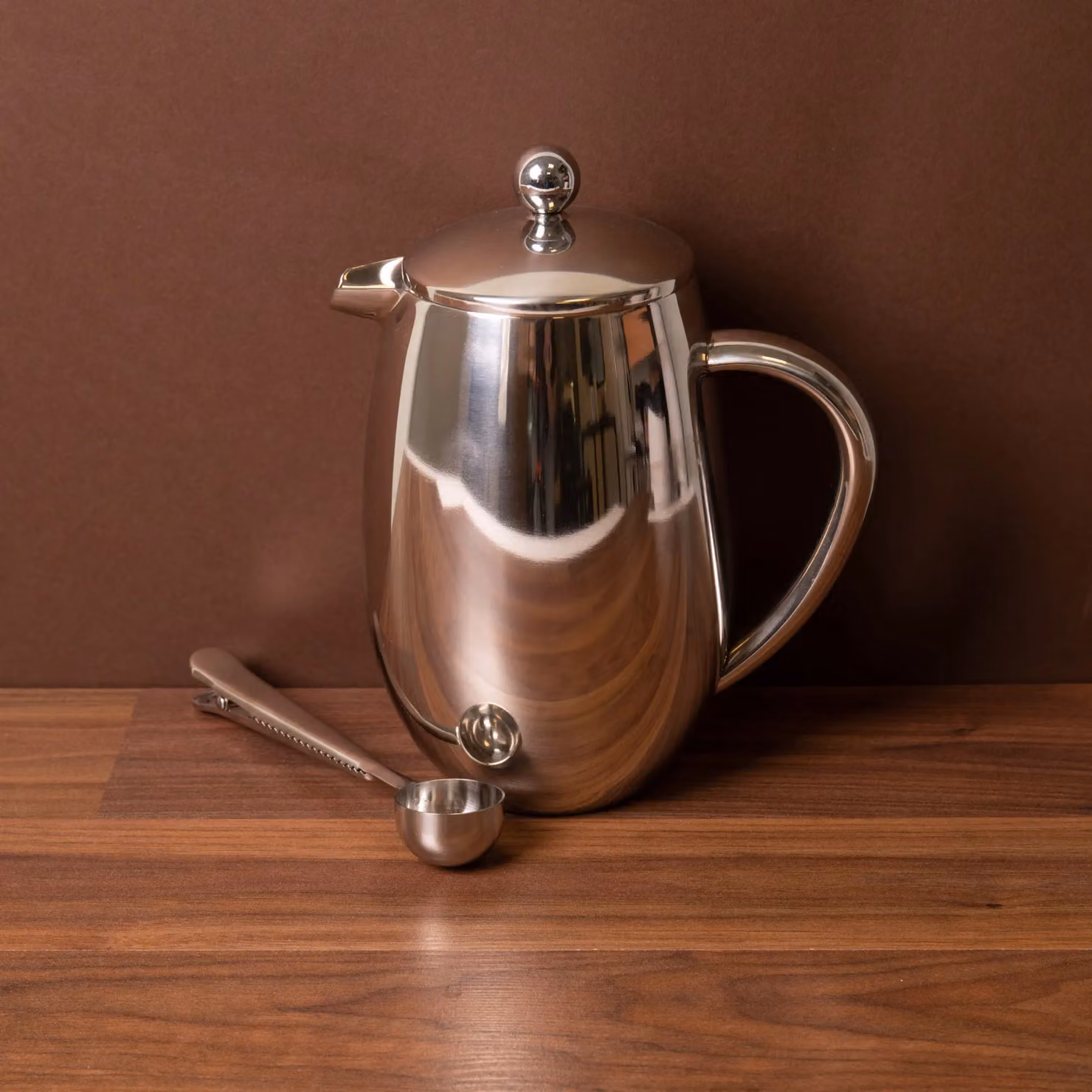 La Cafetiere 2-Piece Silver Stainless Steel 8-Cup French Press and Coffee Measuring Spoon Set – 2