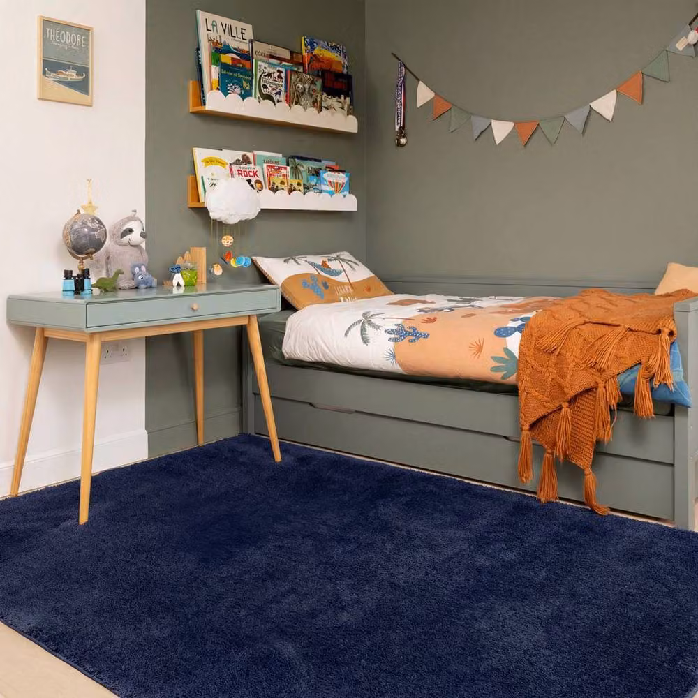 Kukoon Navy Blue Machine Washable Shaggy Rug, W: 200 cm, D: 290 cm – 2