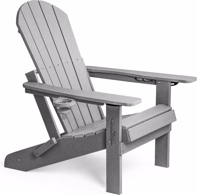 Vonhaus Folding Adirondack Garden Chair in Grey or Green Composite Plastic
