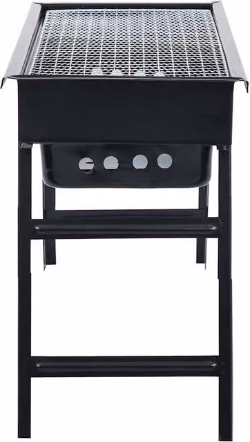 Berkfield Home Portable Steel Tabletop Charcoal Camping BBQ Grill in Black, W: 60 cm, D: 22.5 cm, H: 33 cm
