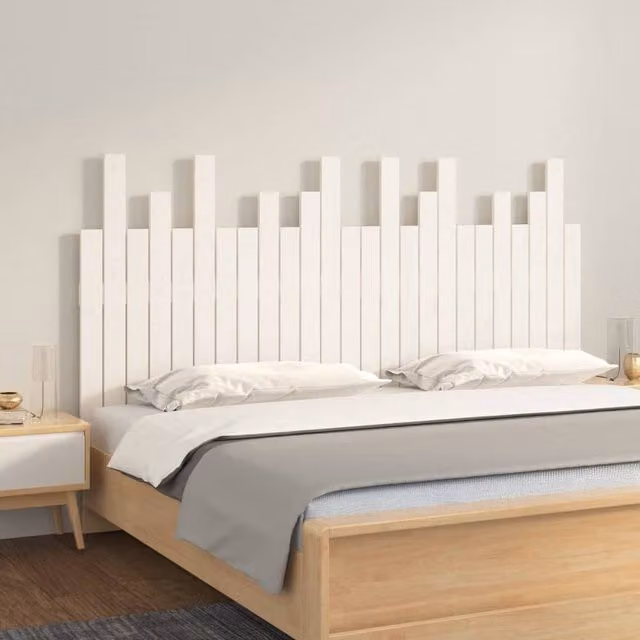 Berkfield Home White Solid Pine Wood Wall Mounted Headboard W: 159.5 cm, D: 3 cm, H: 80 cm – 1