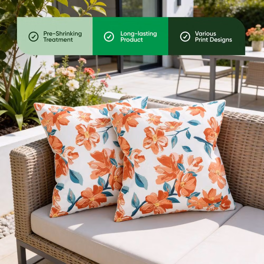 Gardenwize Pack of 2 Japanese Floral Outdoor Scatter Cushions, Red and Multicolour, W/D/H: 45 x 45 x 45 cm – 3
