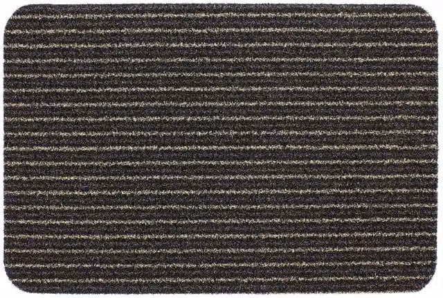 JVL Infinity Brown Striped Scraper Mat with Polypropylene Brushing