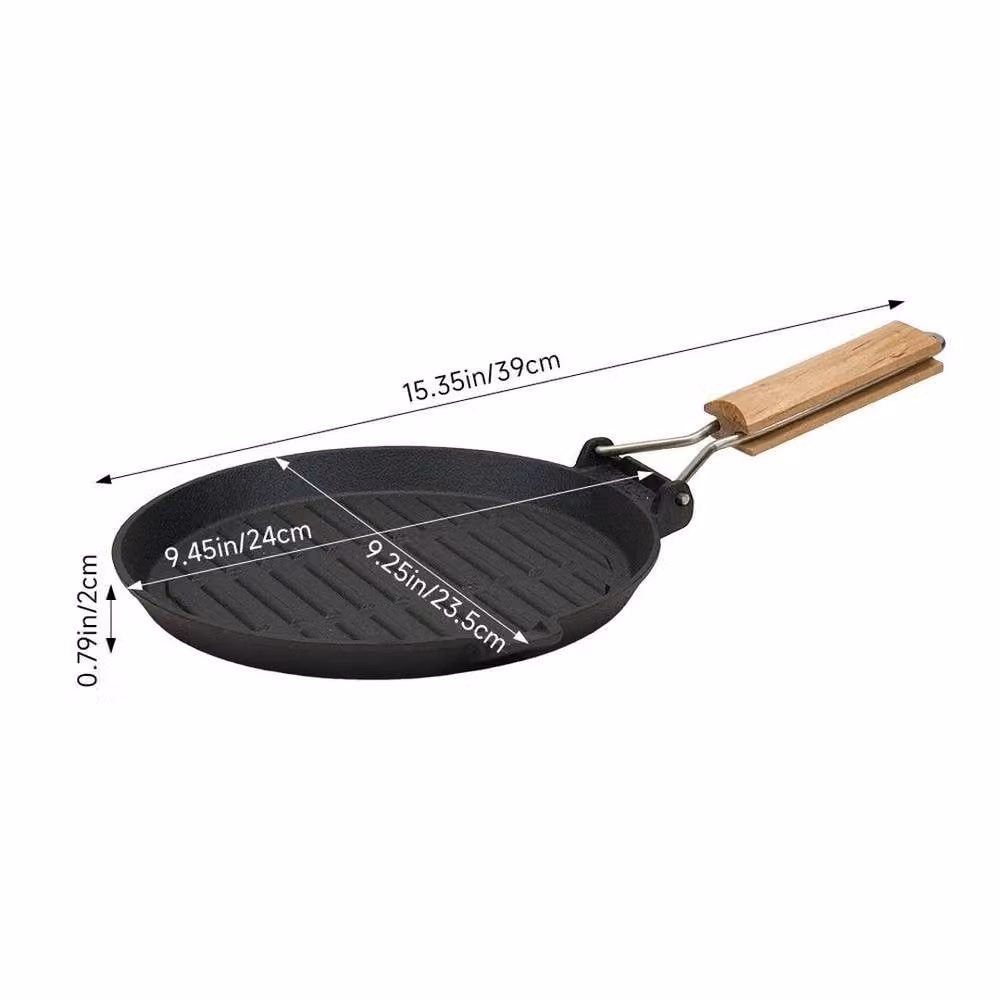 Kelvenix Black Cast Iron Skillet Griddle Plate and Frying Pan for BBQ and Grill – 2