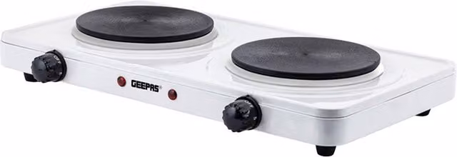 Geepas Double Portable Electric Hot Plate Cooker, 2000W, White