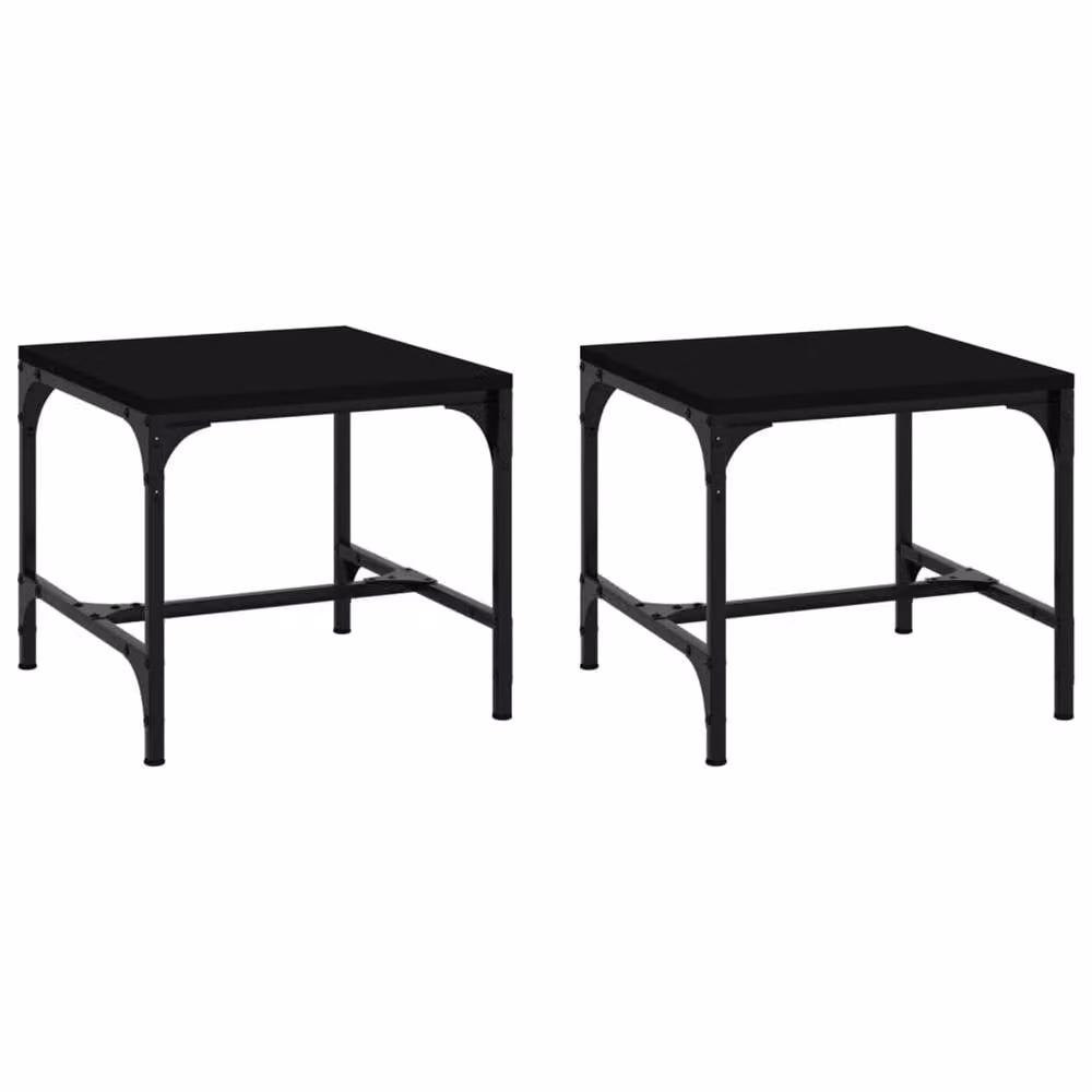 Berkfield Home Set of 2 Black Square Side Tables in Engineered Wood, W/D/H: 40 x 40 x 35 cm – 1