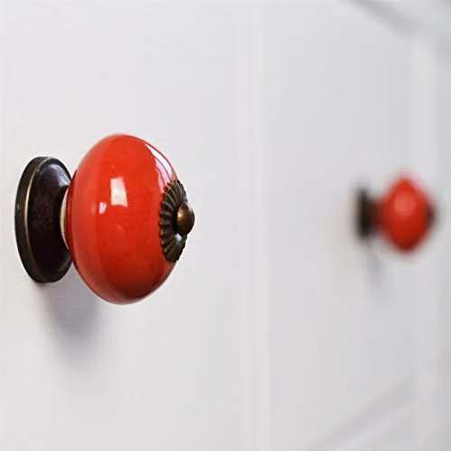 Nicola Spring Red Polished Ceramic Cupboard Drawer Knob – 2