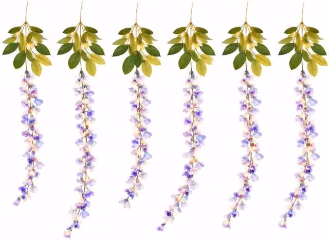 Gardenwize Solar Powered Purple Wisteria LED Hanging String Lights with IP44 Waterproof Rating