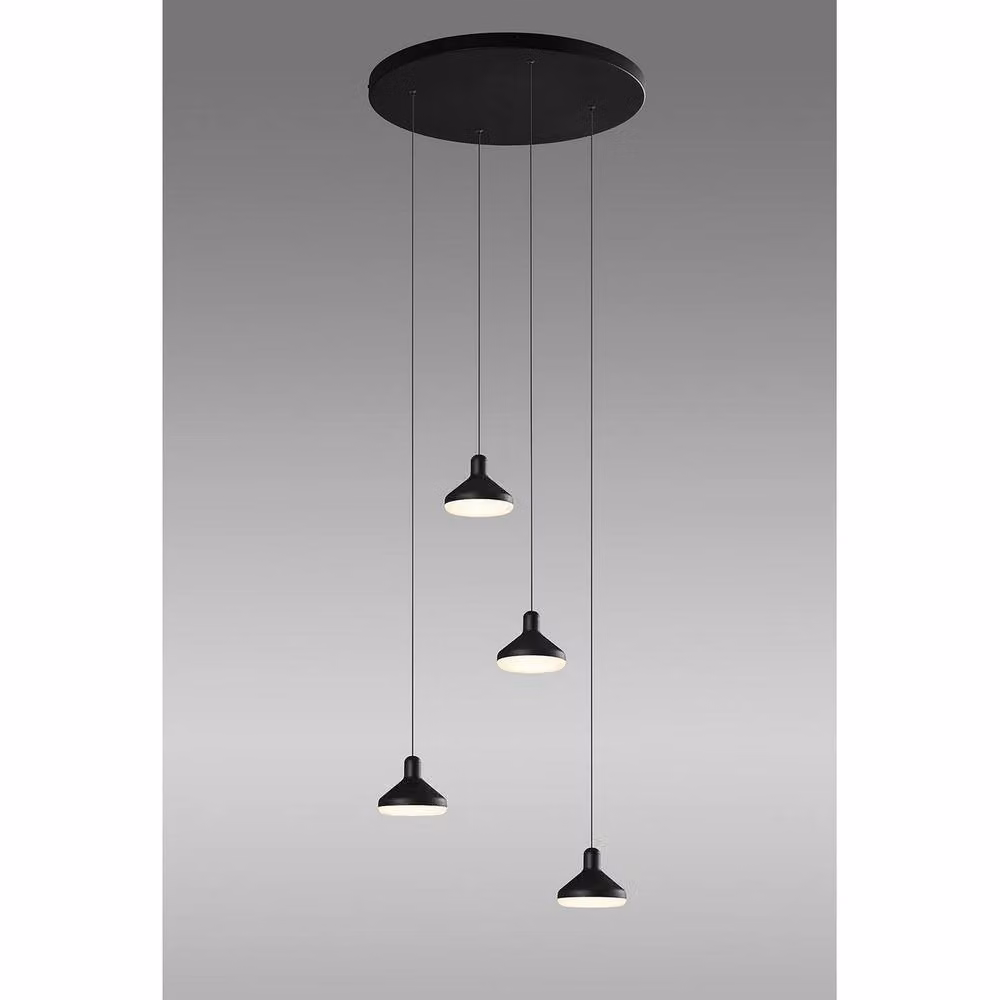 Netlighting Antaras 4 Light Round LED Pendant Lamp, Black, 32W, 3000K, 2360lm – 2