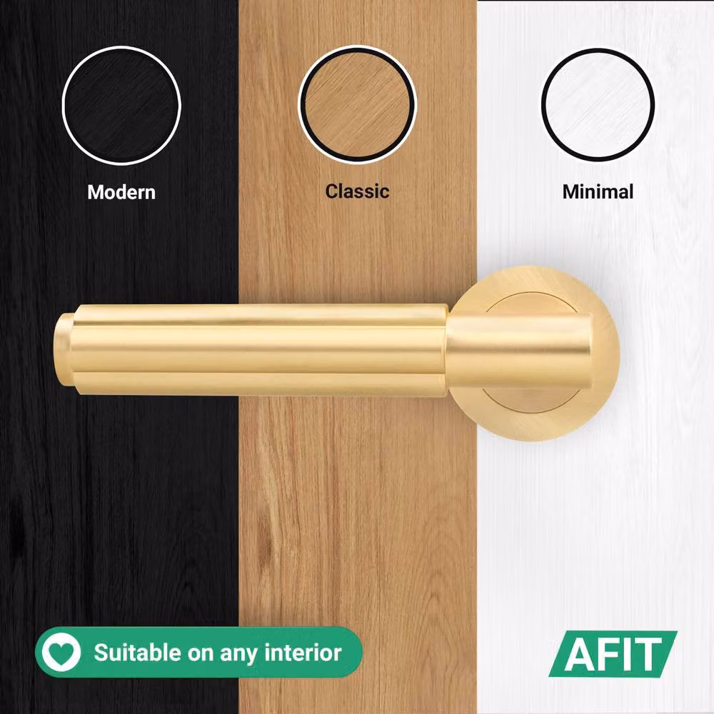 AFIT Satin Brass Internal Door Handle and Latch Set in Gold – 5