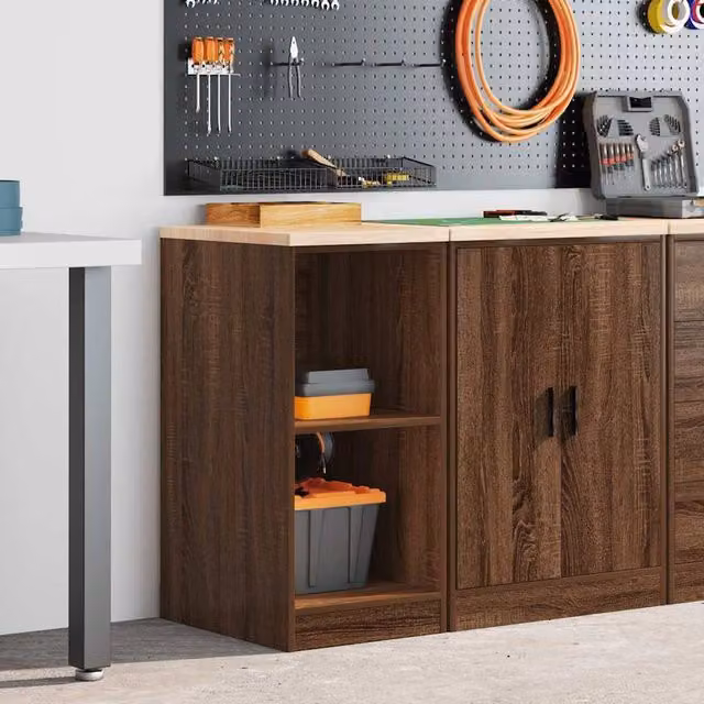 Berkfield Home Durable Garage Storage Cabinet in Brown Oak, W/D/H: 40 x 51 x 85 cm – 1