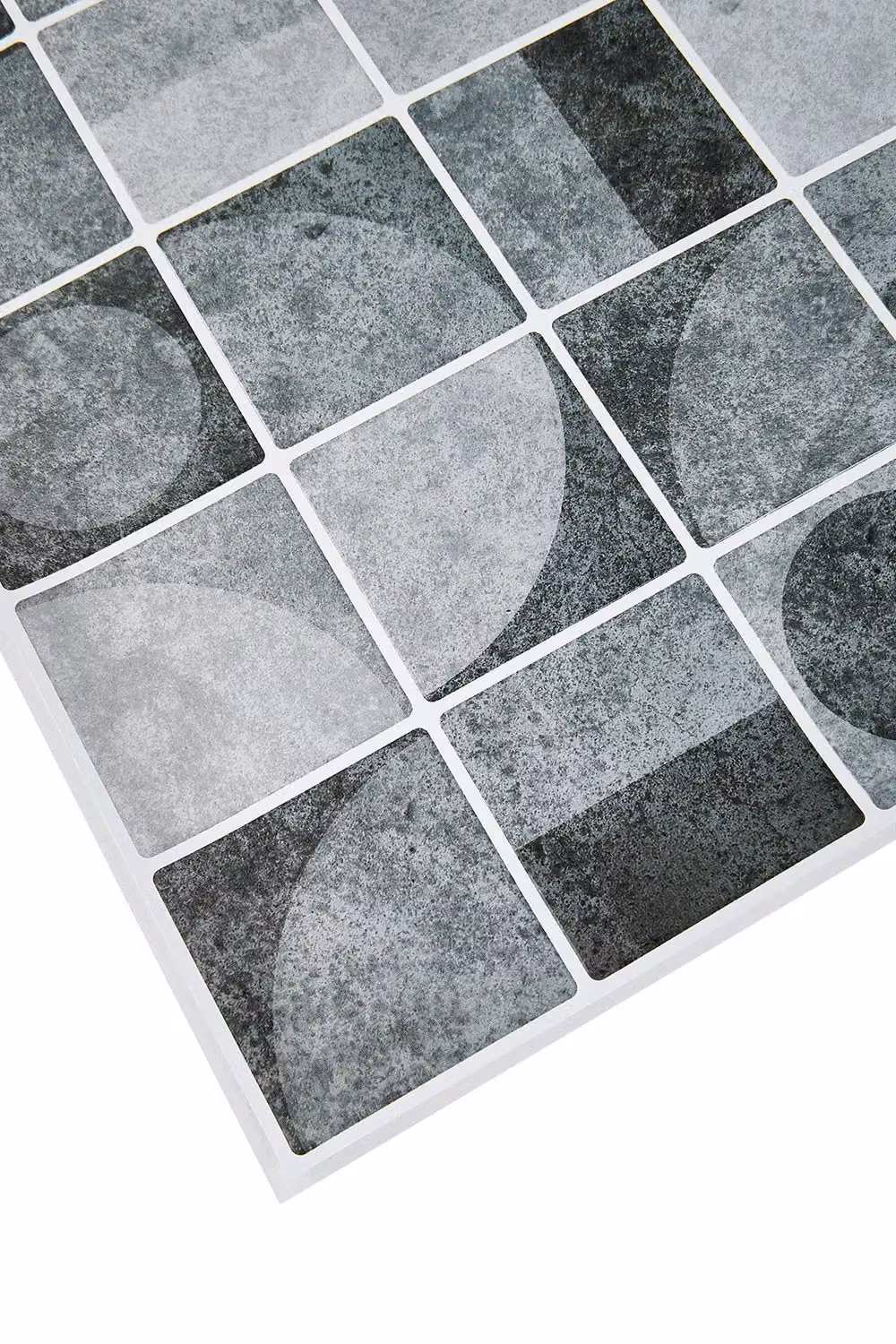 Living and Home 10 Pcs Self-adhesive 3D Geometric Pattern Square Wall Tile Stickers in Grey – 5