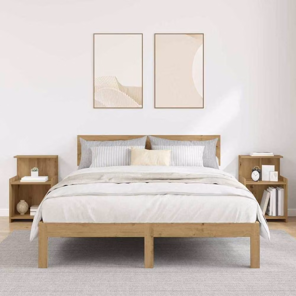 Berkfield Home Artisan Oak Bed Cabinets, 2 Piece Set in Brown, W/D/H: 40 x 35 x 60 cm – 2