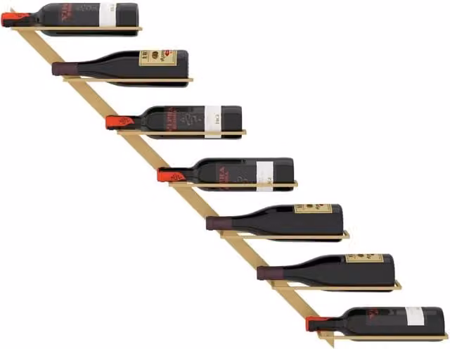 Berkfield Home Gold Metal Wall-mounted Wine Rack for 7 Bottles
