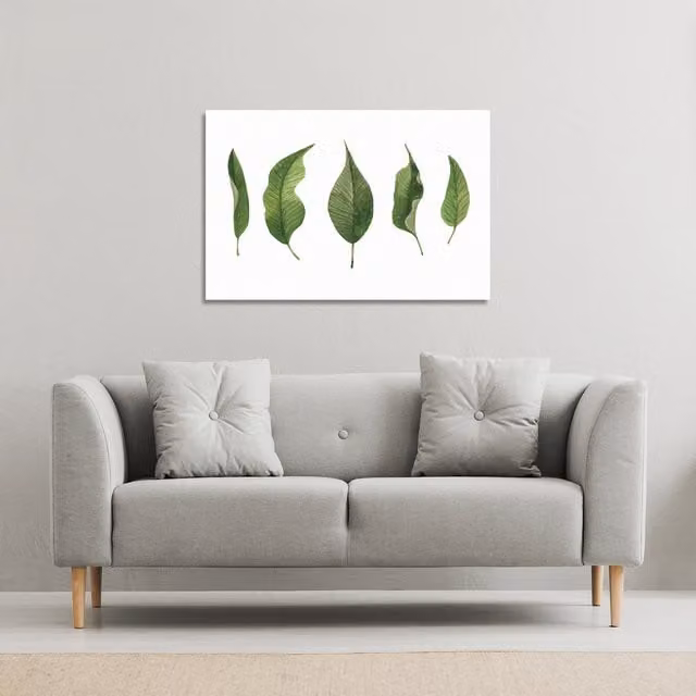 Benjamin Tate Design LTD Selection Of Leaves Botanical Canvas Print, Green, W: 114 cm, H: 77 cm