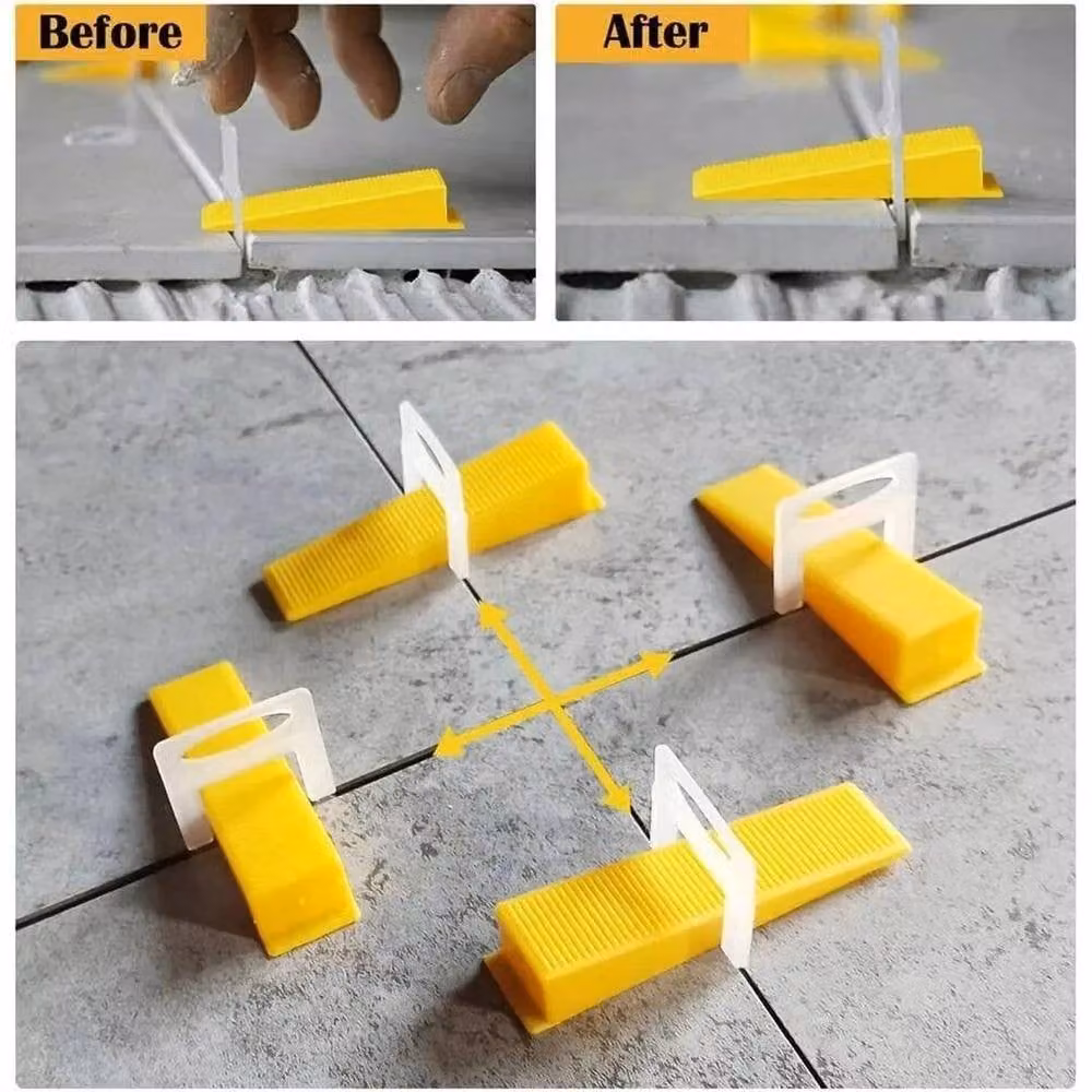 EONLION 201-Piece Tile Levelling Kit with Reusable Spacer Wedges and Clips in Yellow – 2