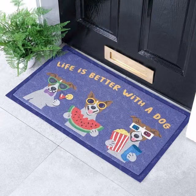 Artsy Mats Life Is Better With A Dog Doormat, White and Multicolour, W: 70 cm, D: 40 cm – 1