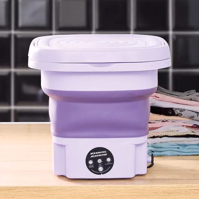 Clarsen Compact Portable Washing Machine with Spin-Dry Basket, 9L Capacity, Purple
