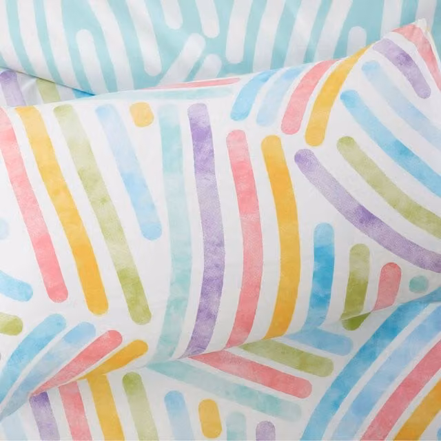Rapport Home Art Graphic Microfibre Duvet Cover Set, Multicolour and White, 140 x 200 cm